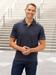 Sieh an! T-Shirt Poloshirt Dunkelblau/Mischfarben/Blau