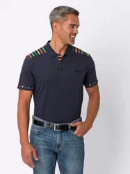 Sieh an! T-Shirt Poloshirt Dunkelblau/Mischfarben/Blau