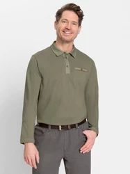 Witt T-Shirt Langarm-Poloshirt Khaki/Dunkelgrün