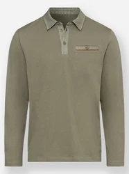 Witt T-Shirt Langarm-Poloshirt Khaki/Dunkelgrün