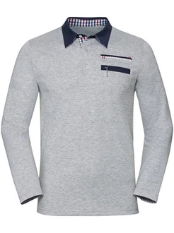 Witt T-Shirt Langarm-Shirt Grau/Dunkelblau/Hellgrau