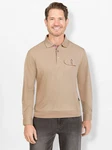 Hajo T-Shirt Langarm-Poloshirt Khaki/Beige/Braun