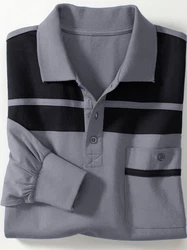 Sieh an! T-Shirt Poloshirt Grau/Dunkelblau/Blau