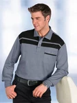 Sieh an! T-Shirt Poloshirt Grau/Dunkelblau/Blau