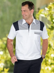 Sieh an! T-Shirt Poloshirt Weiß/Dunkelblau/Grau/Creme