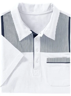 Sieh an! T-Shirt Poloshirt Weiß/Dunkelblau/Grau/Creme