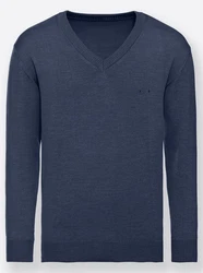 Witt Strickpullover V-Pullover Dunkelblau/Grau/Blau