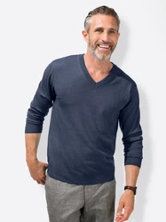 Witt Strickpullover V-Pullover Dunkelblau/Grau/Blau