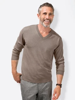 Witt Strickpullover V-Pullover Grau/Braun/Beige/Khaki Witt Strickpullover V-Pullover Grau/Braun/Beige/Khaki