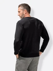 Witt Strickpullover V-Pullover Schwarz/Dunkelgrau/Grau