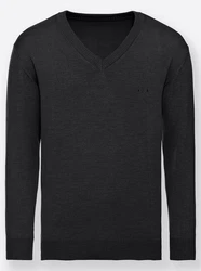 Witt Strickpullover V-Pullover Schwarz/Dunkelgrau/Grau