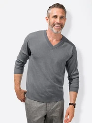 Witt Strickpullover V-Pullover Dunkelgrau/Grau