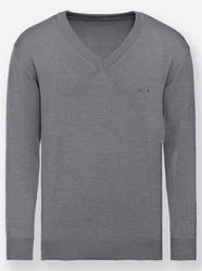 Witt Strickpullover V-Pullover Dunkelgrau/Grau