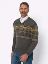 Sieh an! Strickpullover Grau/Mischfarben/Dunkelgrün/Dunkelgrau