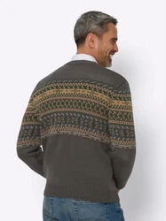 Sieh an! Strickpullover Grau/Mischfarben/Dunkelgrün/Dunkelgrau