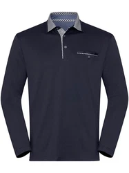 Hajo T-Shirt Langarm-Shirt Dunkelblau/Blau