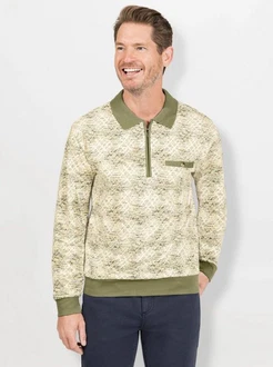 Witt MARCO DONATI Langarm-Poloshirt Khaki/Creme/Grün/Dunkelgrün