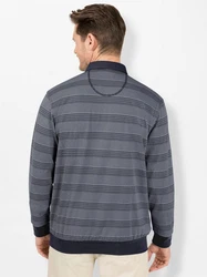 Hajo T-Shirt Langarm-Poloshirt Grau/Dunkelblau/Hellgrau/Blau