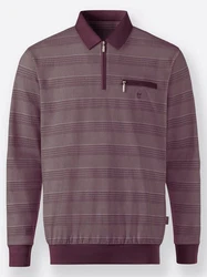 Hajo T-Shirt Langarm-Poloshirt Dunkelrot/Bordeaux