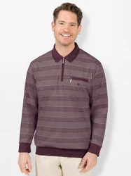 Hajo T-Shirt Langarm-Poloshirt Dunkelrot/Bordeaux