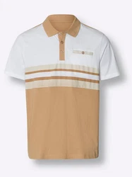 Sieh an! T-Shirt Poloshirt Beige/Braun/Weiß