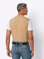Sieh an! T-Shirt Poloshirt Beige/Braun/Weiß