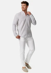 Indicode Langarmhemd INCari Grau/Weiß/Khaki