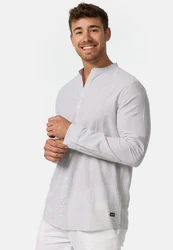 Indicode Langarmhemd INCari Grau/Weiß/Khaki