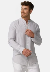 Indicode Langarmhemd INCari Grau/Weiß/Khaki