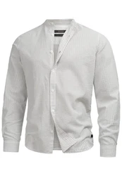 Indicode Langarmhemd INCari Grau/Weiß/Khaki
