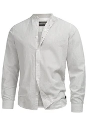 Indicode Langarmhemd INCari Grau/Weiß/Khaki
