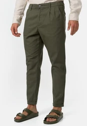 Indicode Leinenhose Cunningham Dunkelgrün/Khaki