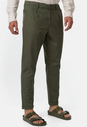 Indicode Leinenhose Cunningham Dunkelgrün/Khaki