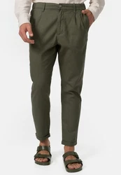 Indicode Leinenhose Cunningham Dunkelgrün/Khaki