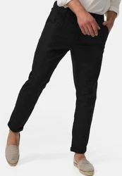 Indicode Leinenhose Cunningham Schwarz/Khaki/Dunkelgrau