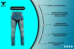 BULLDT Motorradhose JEANS-011 Hellblau/Blau