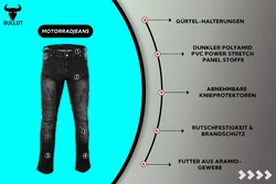BULLDT Motorradhose JEANS-011 Blau/Schwarz/Hellblau/Dunkelblau
