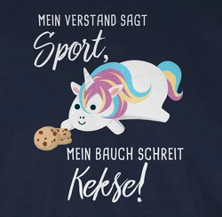Shirtracer T-Shirt Mein Bauch schreit Kekse! Einhorn Sprüche Rosa/Grau/Dunkelblau/Beige/Lila