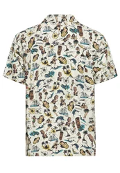 KingKerosin Kurzarmhemd Beige/Blau/Dunkelblau