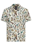 KingKerosin Kurzarmhemd Beige/Blau/Dunkelblau