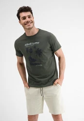 LERROS T-Shirt mit Frontprint Dunkelgrün/Grün