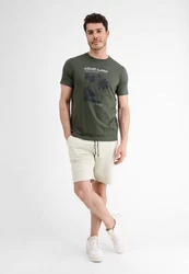 LERROS T-Shirt mit Frontprint Dunkelgrün/Grün