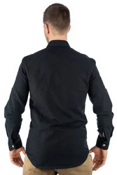 OS-Trachten Trachtenhemd Phegin Langarmhemd Dunkelblau/Schwarz/Grau