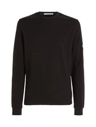 Calvin Klein Jeans Langarmshirt Badge Waffle LS Tee Schwarz/Dunkelgrün