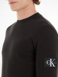 Calvin Klein Jeans Langarmshirt Badge Waffle LS Tee Schwarz/Dunkelgrün