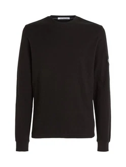 Calvin Klein Jeans Langarmshirt Badge Waffle LS Tee Schwarz/Dunkelgrün