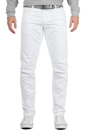 Slim-fit-Jeans Herren Hose BA-CD319C W31/L34 (1-tlg) in Wei mit Beigen Kontrastnhten