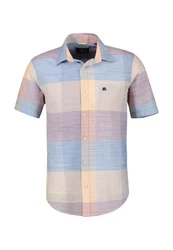 LERROS Kurzarmhemd Slub Karo Mischfarben/Beige/Blau/Hellblau