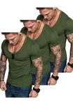 Amaci&Sons T-Shirt EUGENE Herren 3er-Pack Basic Oversize V-Ausschnitt Dunkelgrün