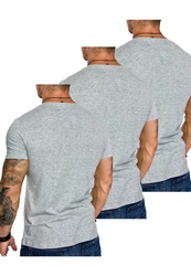 Amaci&Sons T-Shirt EUGENE Herren 3er-Pack Basic Oversize V-Ausschnitt Grau/Hellgrau